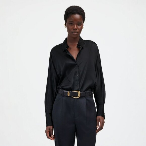 NWOT Madewell Relaxed Dolman Button-Up Shirt in Satin - Picture 1 of 11